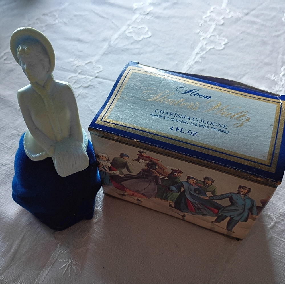 AVON Vintage 70s Skater's Waltz Charisma  Bottle, NWOT, Blue/White,